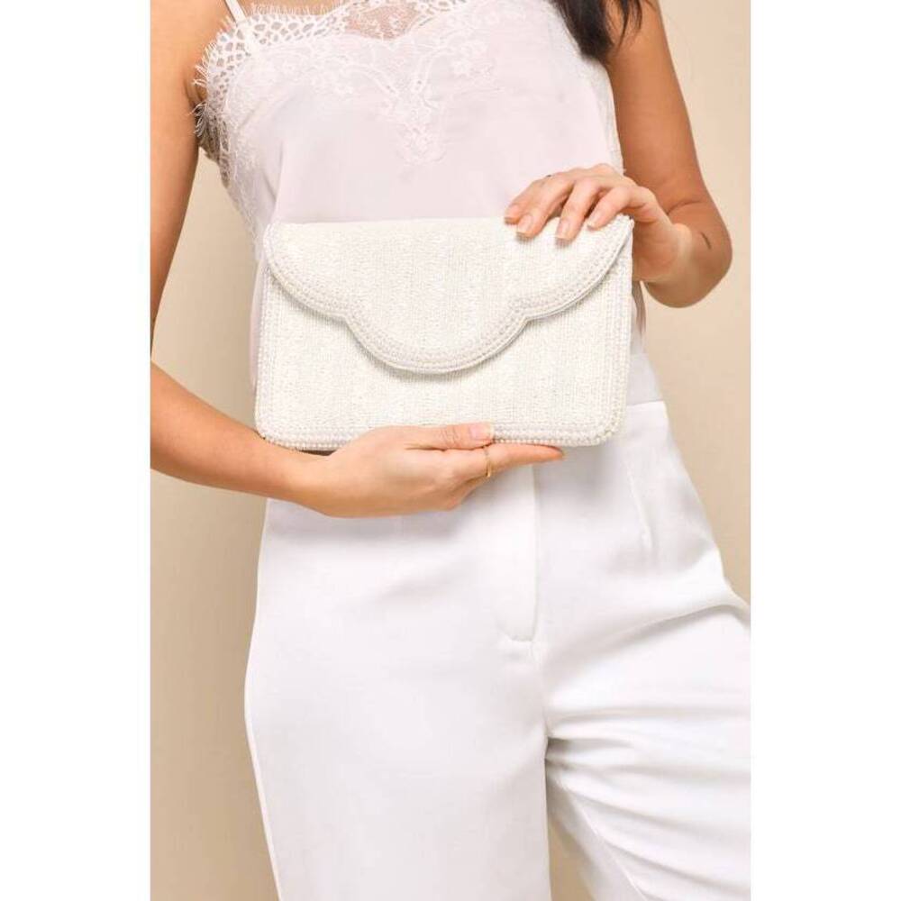Lulus Immaculate Radiance White Pearl Beaded Clutch